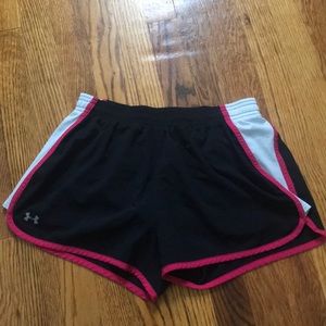 Black with pink and white Under Armour shorts